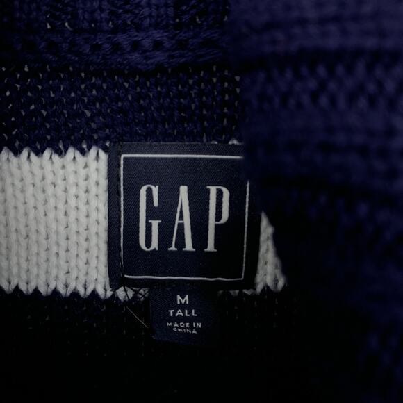 GAP Pullover Turtleneck Sweater Womens Size Medium Tall Navy White Striped - Picture 5 of 6